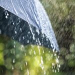 Rain on umbrella
